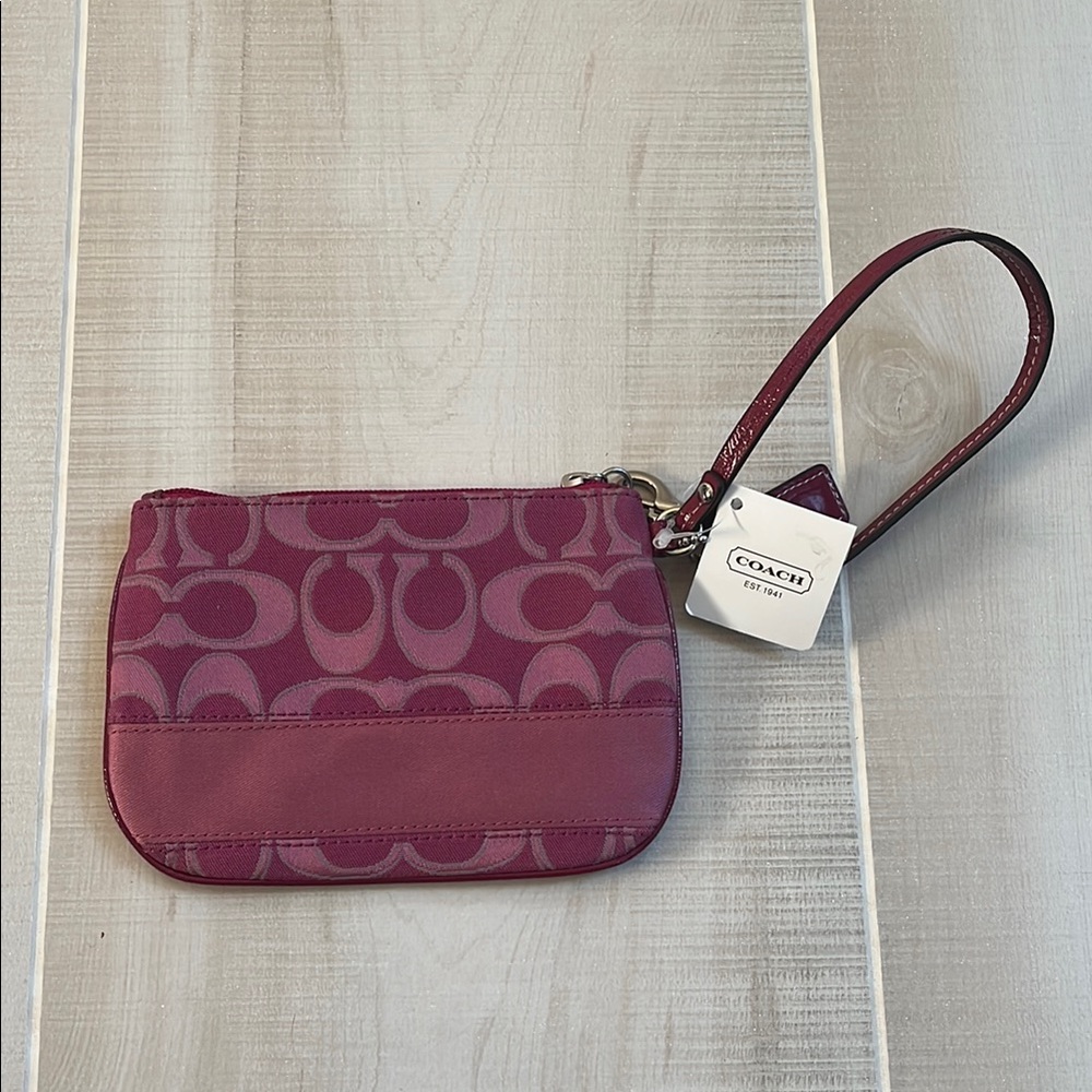 Coach Purple Wristlet with Signature Monogram